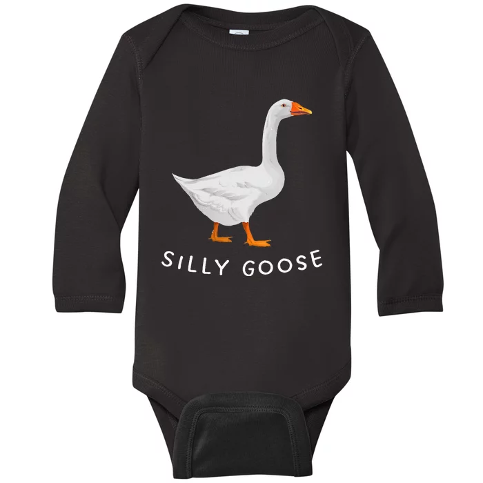 Playful Silly Goose Design Quirky And Fun Baby Long Sleeve Bodysuit