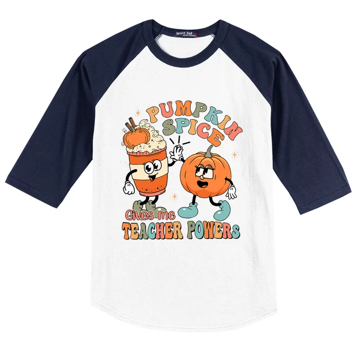 Pumpkin Spice Gives Me Teacher Powers Fall Thanksgiving Baseball Sleeve Shirt