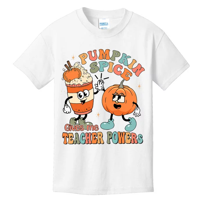 Pumpkin Spice Gives Me Teacher Powers Fall Thanksgiving Kids T-Shirt