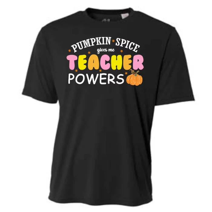 Pumpkin Spice Gives Me Teacher Powers Funny Fall Cooling Performance Crew T-Shirt