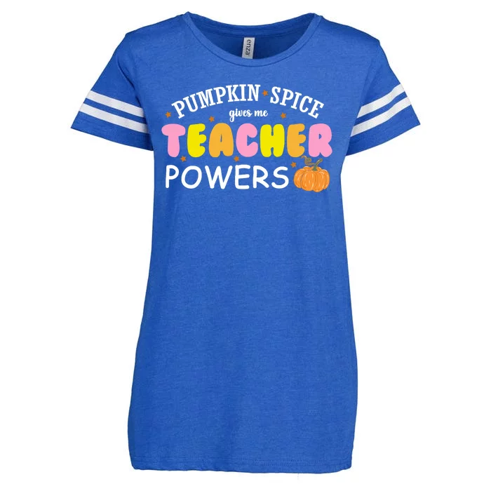 Pumpkin Spice Gives Me Teacher Powers Funny Fall Enza Ladies Jersey Football T-Shirt