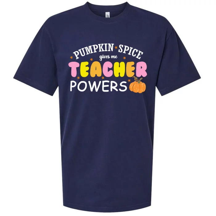 Pumpkin Spice Gives Me Teacher Powers Funny Fall Sueded Cloud Jersey T-Shirt