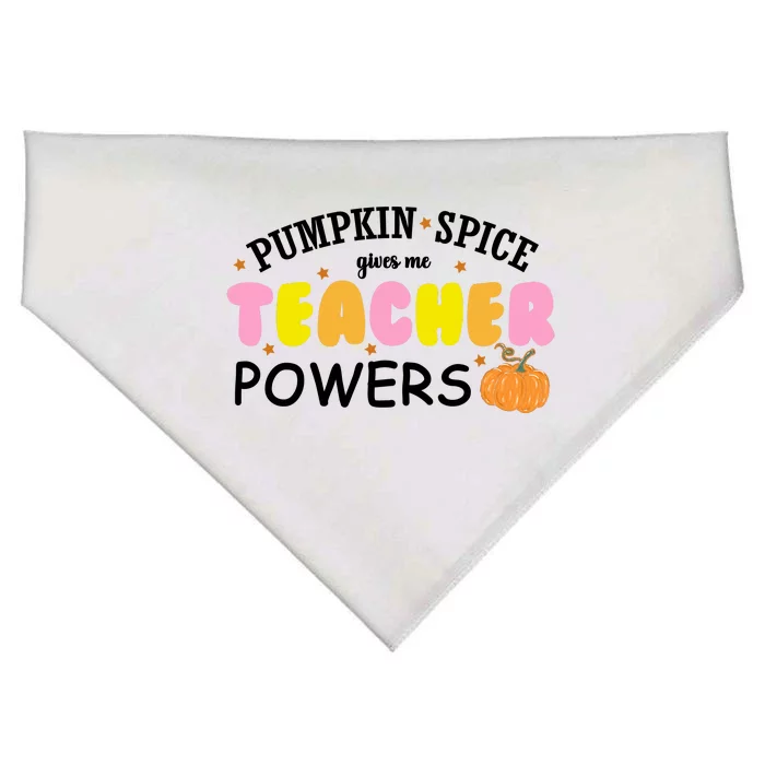 Pumpkin Spice Gives Me Teacher Powers Funny Fall USA-Made Doggie Bandana