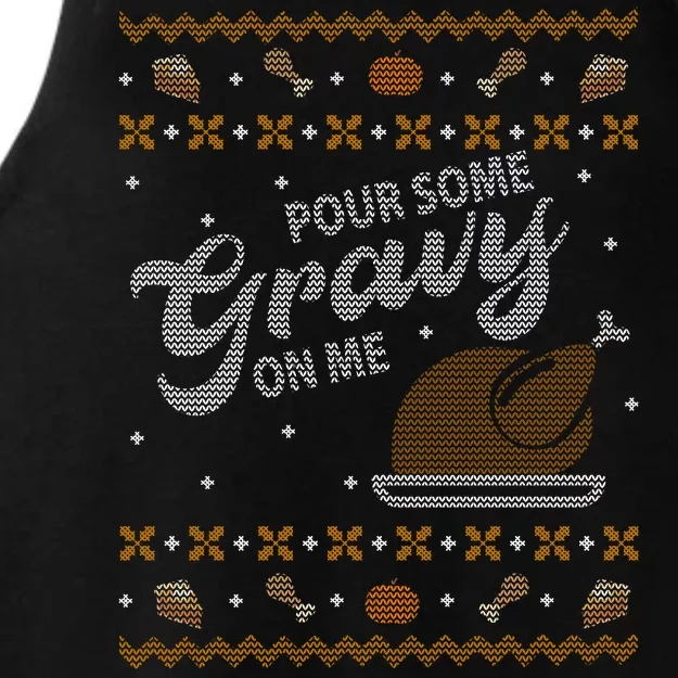 Poor Some Gravy In Me Ugly Sweater Thanksgiving Ladies Tri-Blend Wicking Tank