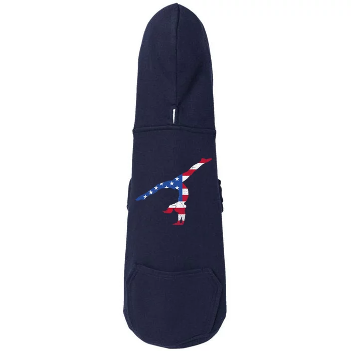 Patriotic Sports Gift American USA Flag Girl Gymnastics Doggie 3-End Fleece Hoodie