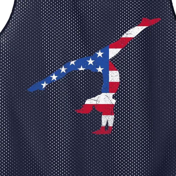 Patriotic Sports Gift American USA Flag Girl Gymnastics Mesh Reversible Basketball Jersey Tank