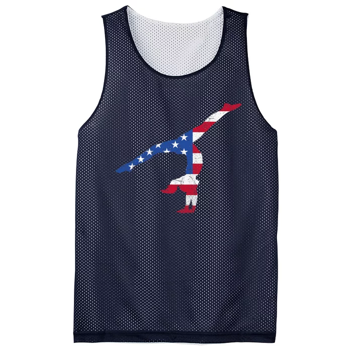 Patriotic Sports Gift American USA Flag Girl Gymnastics Mesh Reversible Basketball Jersey Tank