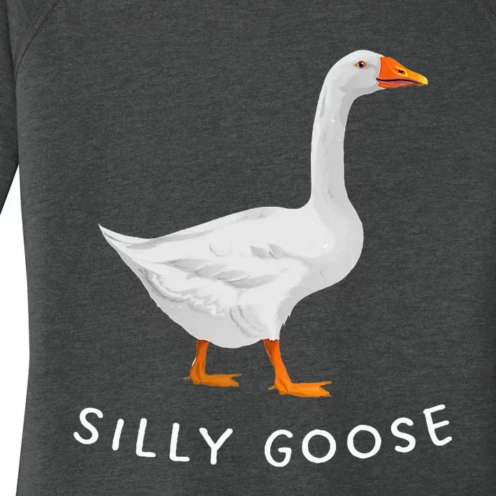 Playful Silly Goose Design Quirky And Fun Women's Perfect Tri Tunic Long Sleeve Shirt