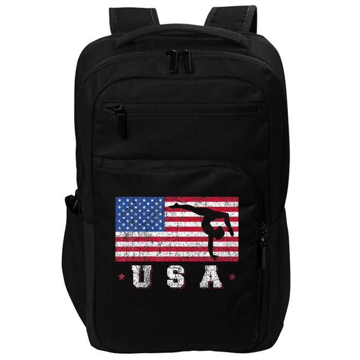 Patriotic Sports Gift American Usa Flag Gymnastics Impact Tech Backpack