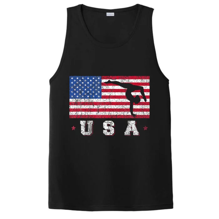 Patriotic Sports Gift American Usa Flag Gymnastics Performance Tank