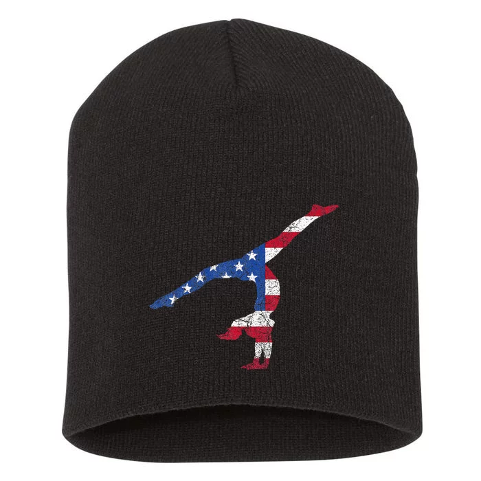 Patriotic Sports Gift American Usa Flag Gymnastics Short Acrylic Beanie