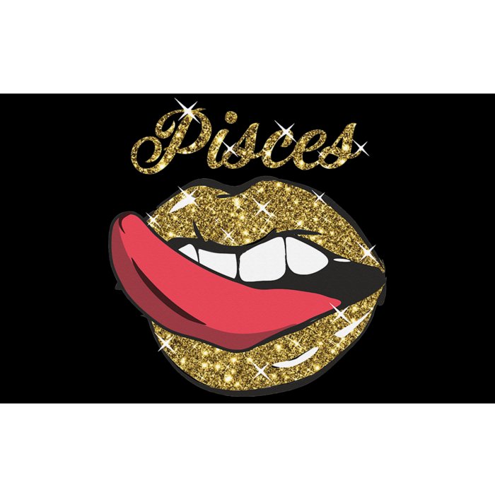 Pisces Sexy Golden Lips Tongue February March Birthday Bumper Sticker