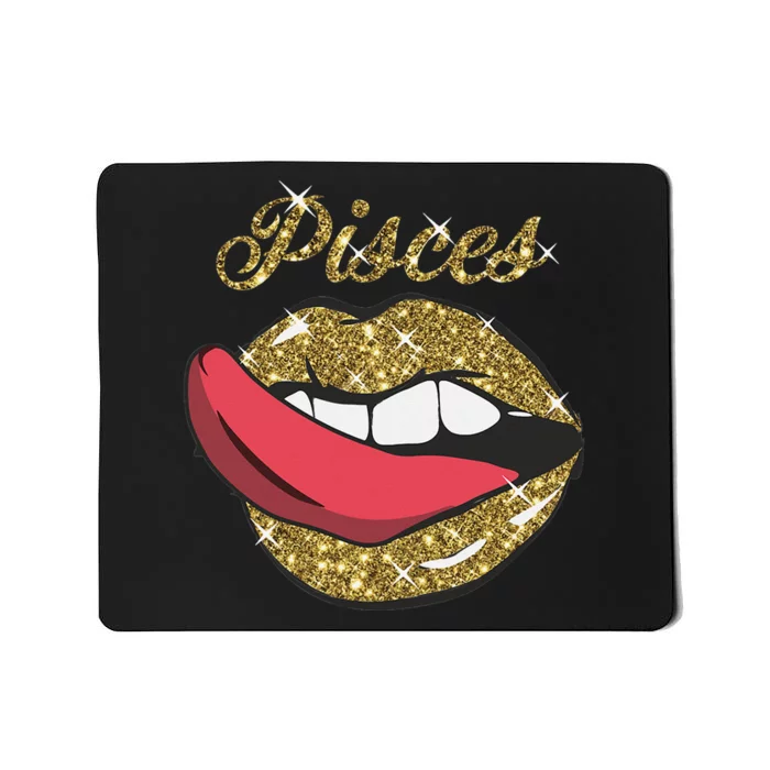 Pisces Sexy Golden Lips Tongue February March Birthday Mousepad