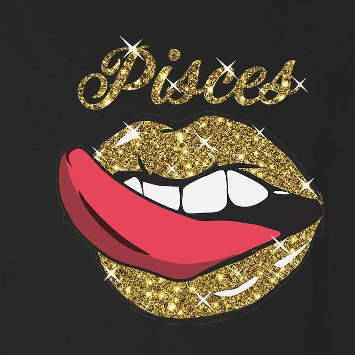 Pisces Sexy Golden Lips Tongue February March Birthday Toddler Long Sleeve Shirt