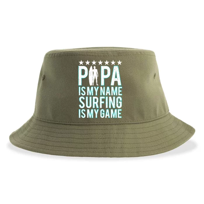 Papa Surfing Grandpa Dad Father Surfboard Surfs Surfers Meaningful Gift Sustainable Bucket Hat