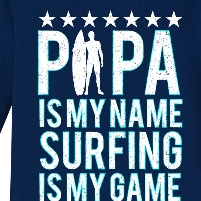 Papa Surfing Grandpa Dad Father Surfboard Surfs Surfers Meaningful Gift Baby Long Sleeve Bodysuit