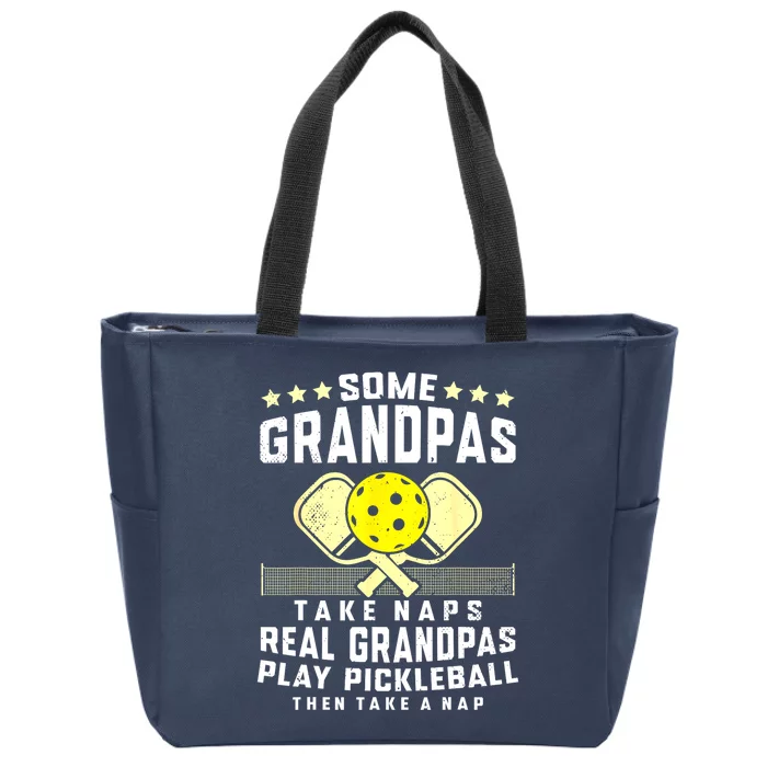 Pickleball Sport Grandpa Funny Pickleball Player Gift Zip Tote Bag