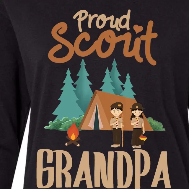 Proud Scout Grandpa Camping Scout Scouting Leader Adventure Womens Cotton Relaxed Long Sleeve T-Shirt