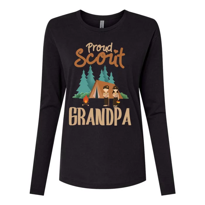 Proud Scout Grandpa Camping Scout Scouting Leader Adventure Womens Cotton Relaxed Long Sleeve T-Shirt