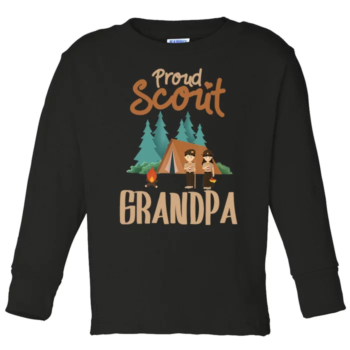 Proud Scout Grandpa Camping Scout Scouting Leader Adventure Toddler Long Sleeve Shirt