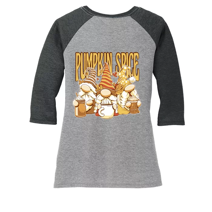 Pumpkin Spice Gnomes Autumn Lover Women's Tri-Blend 3/4-Sleeve Raglan Shirt