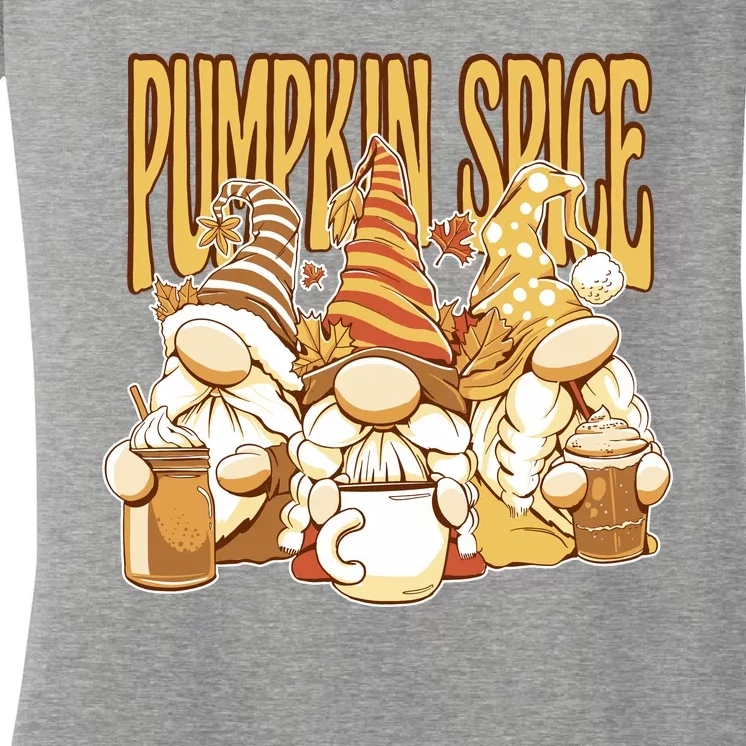 Pumpkin Spice Gnomes Autumn Lover Women's V-Neck T-Shirt