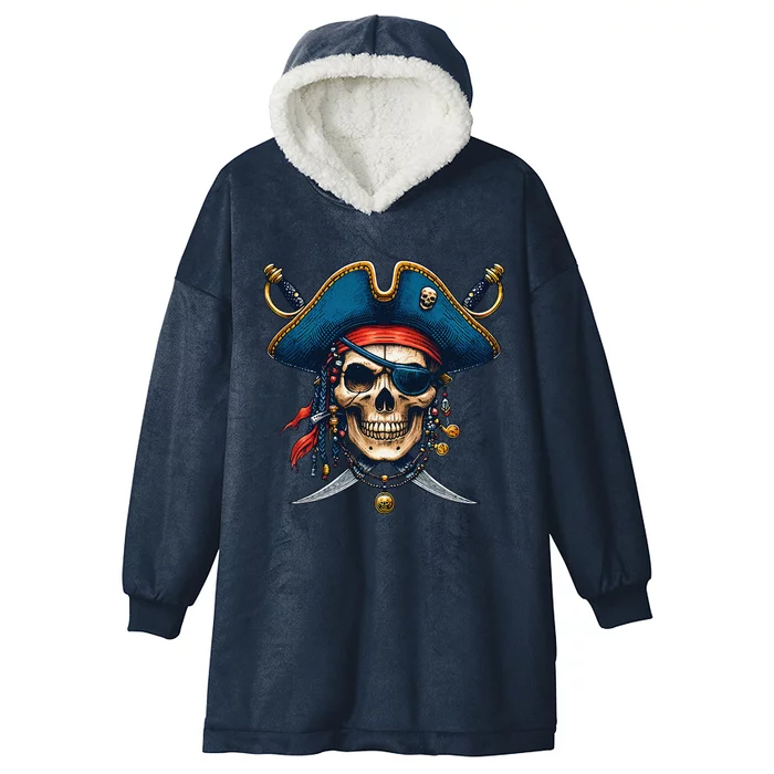 Pirate Skull Halloween Hooded Wearable Blanket