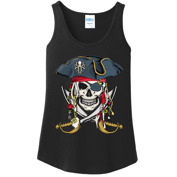 Pirate Skull Halloween Little Ladies Essential Tank