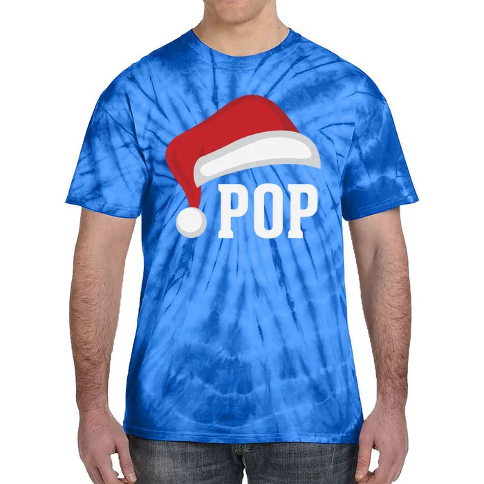 Pop Santa Hat Grandparent Christmas Holiday Gift Tie-Dye T-Shirt