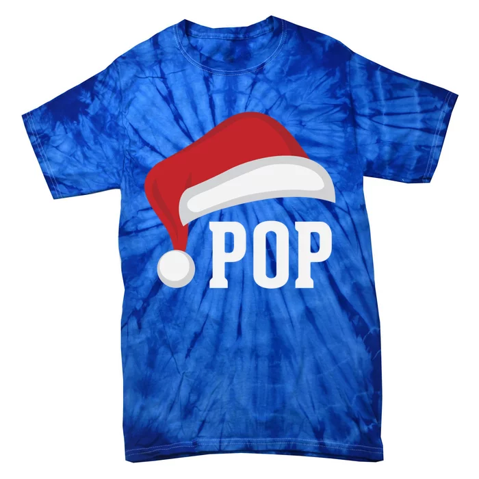 Pop Santa Hat Grandparent Christmas Holiday Gift Tie-Dye T-Shirt