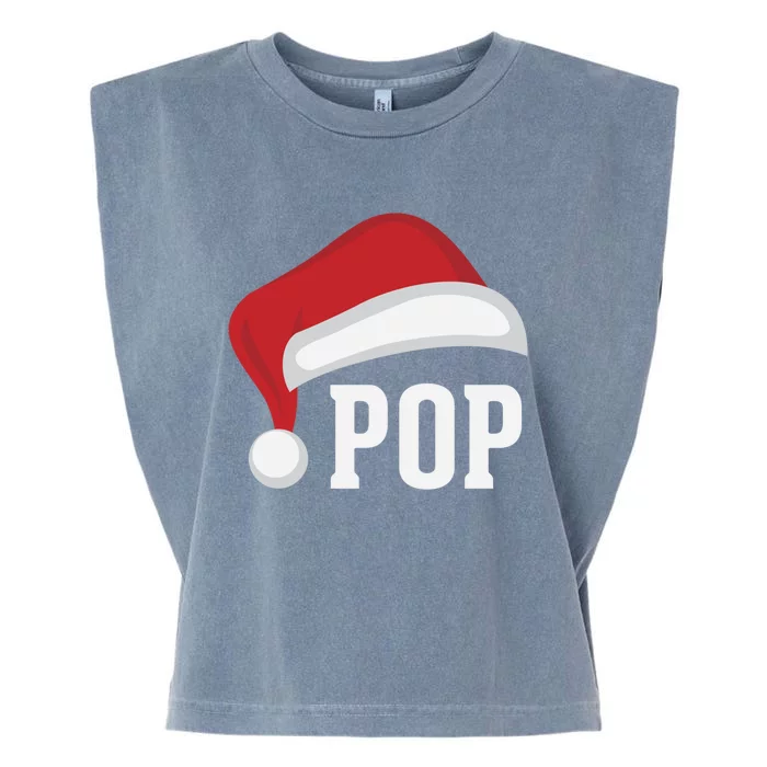 Pop Santa Hat Grandparent Christmas Holiday Gift Garment-Dyed Women's Muscle Tee