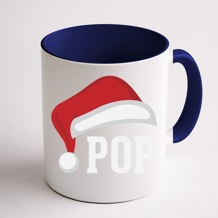 Pop Santa Hat Grandparent Christmas Holiday Gift Front & Back Coffee Mug