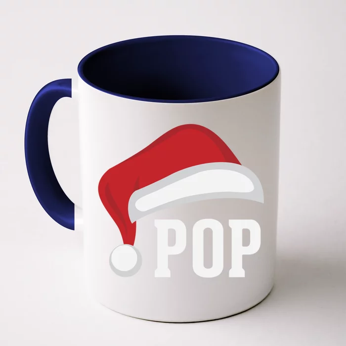 Pop Santa Hat Grandparent Christmas Holiday Gift Front & Back Coffee Mug