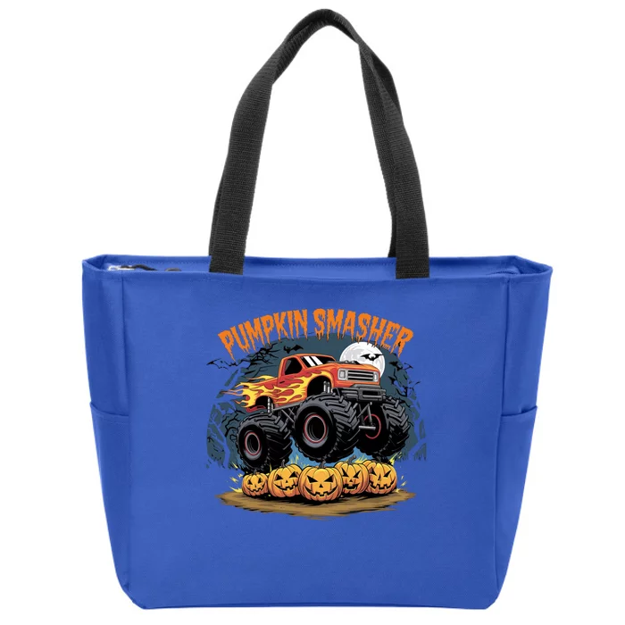 Pumpkin Smasher Halloween Monster Truck Lover Zip Tote Bag