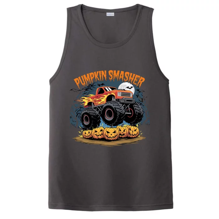 Pumpkin Smasher Halloween Monster Truck Lover Performance Tank