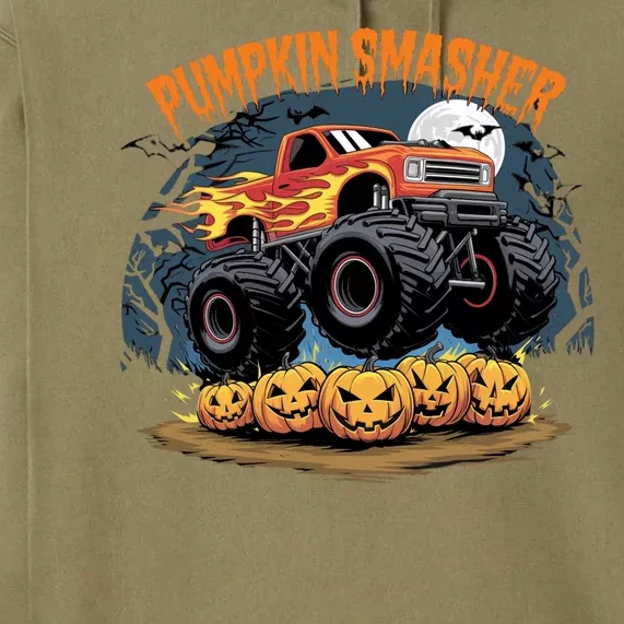 Pumpkin Smasher Halloween Monster Truck Lover Premium Hoodie