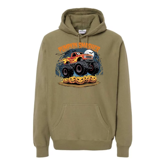 Pumpkin Smasher Halloween Monster Truck Lover Premium Hoodie