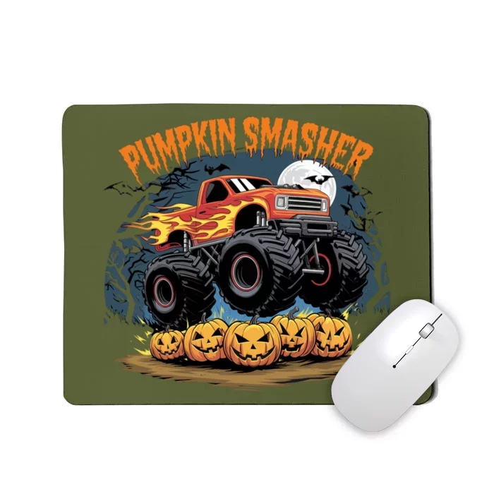 Pumpkin Smasher Halloween Monster Truck Lover Mousepad