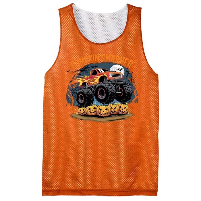 Pumpkin Smasher Halloween Monster Truck Lover Mesh Reversible Basketball Jersey Tank