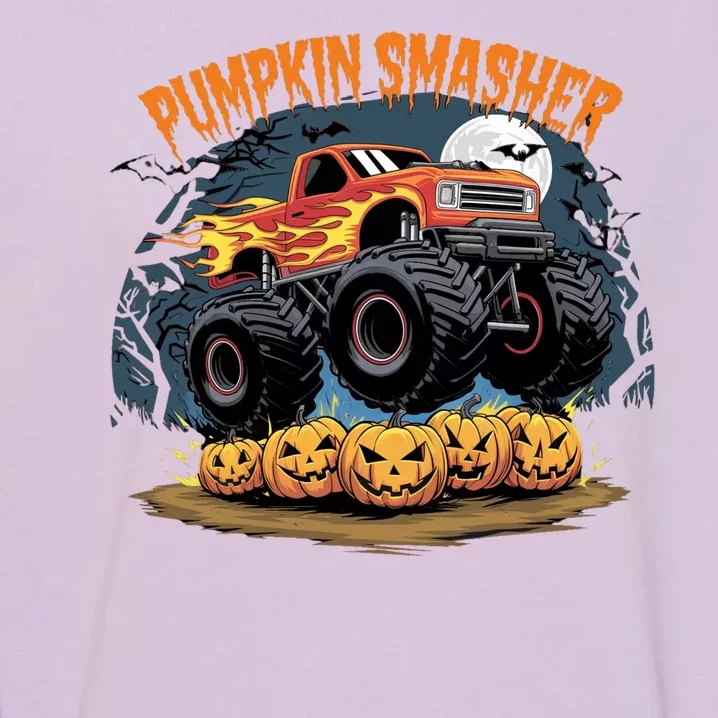 Pumpkin Smasher Halloween Monster Truck Lover Garment-Dyed Sweatshirt