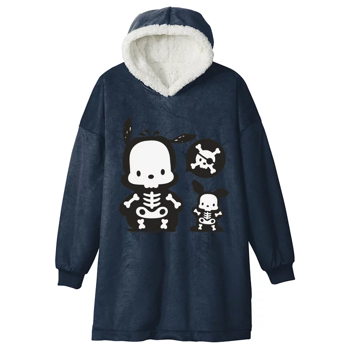 Pochacco Skeleton Halloween Sweat Hooded Wearable Blanket