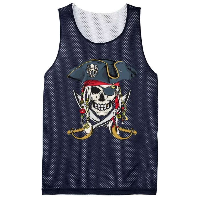 Pirate Skull Halloween Little Mesh Reversible Basketball Jersey Tank