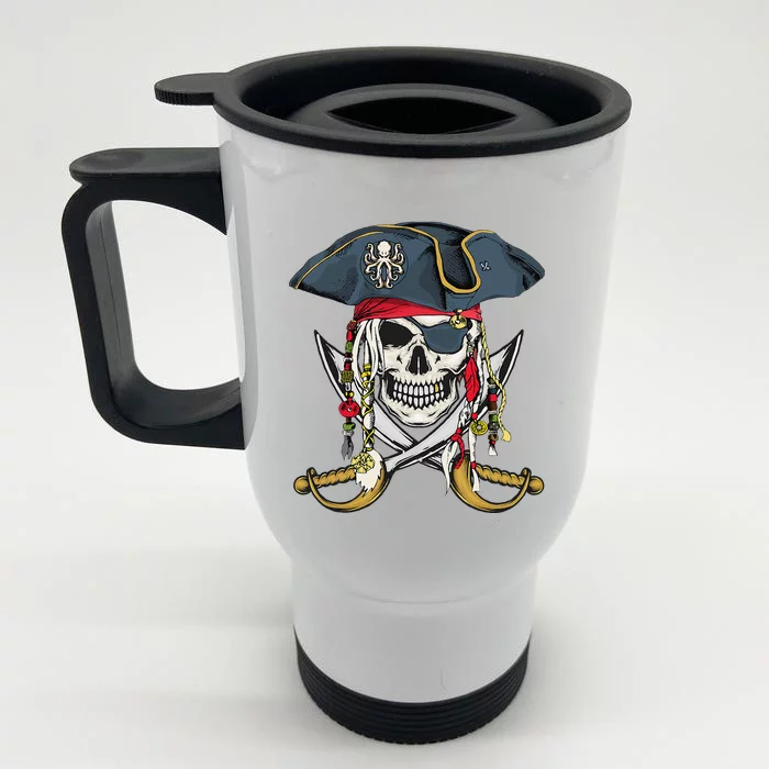 Pirate Skull Halloween Little Front & Back Stainless Steel Travel Mug