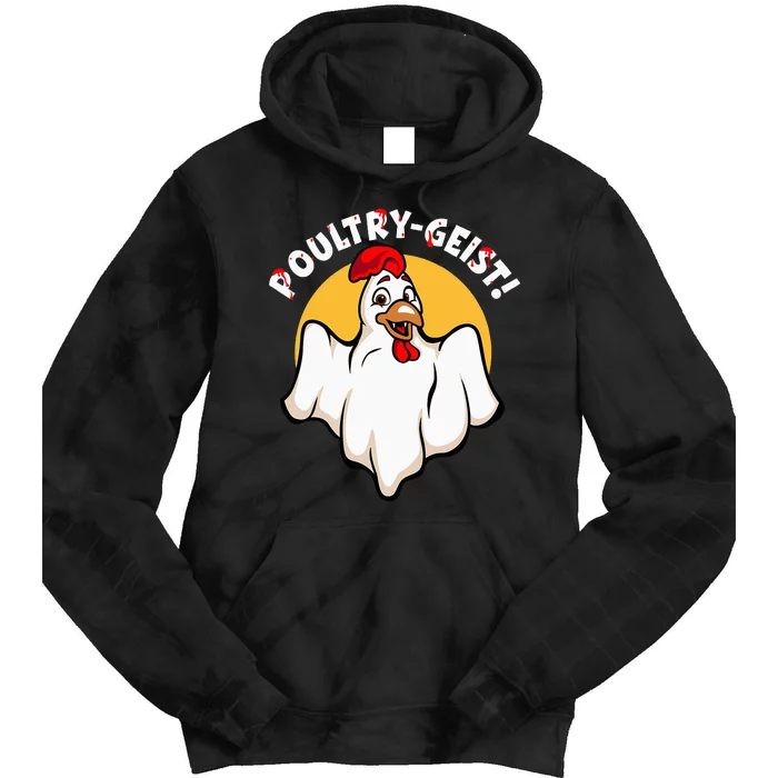 PoultryGeist Scary Halloween Ghost Chicken Tie Dye Hoodie