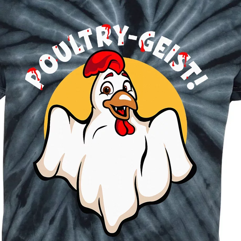 PoultryGeist Scary Halloween Ghost Chicken Kids Tie-Dye T-Shirt