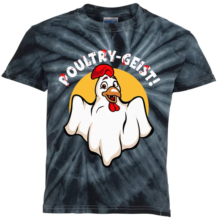 PoultryGeist Scary Halloween Ghost Chicken Kids Tie-Dye T-Shirt