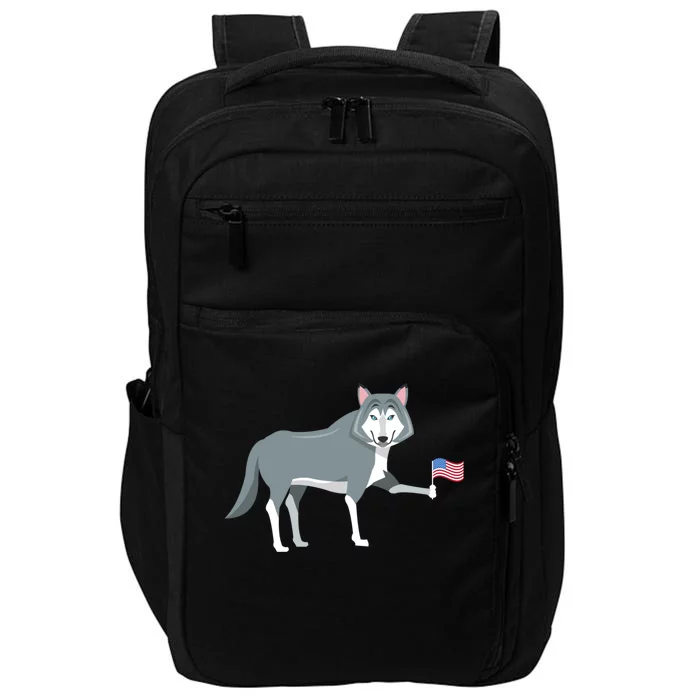 Patriotic Siberian Husky Flag Cute Funny Dog Owner Gift Impact Tech Backpack