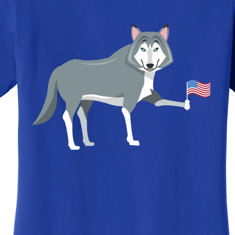 Patriotic Siberian Husky Flag Cute Funny Dog Owner Gift Women's T-Shirt