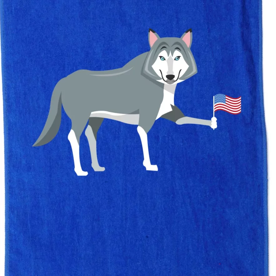 Patriotic Siberian Husky Flag Cute Funny Dog Owner Gift Platinum Collection Golf Towel