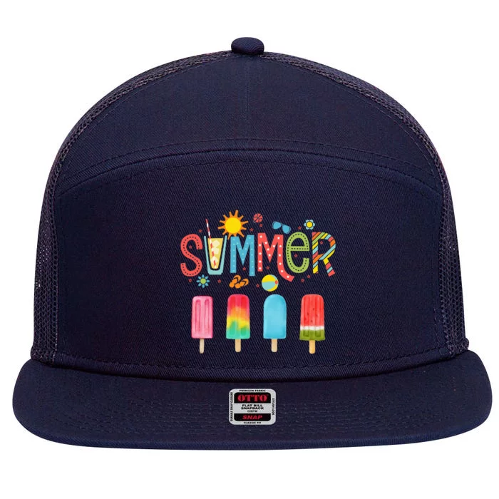 Popsicle Summer Hello Summer 7 Panel Mesh Trucker Snapback Hat